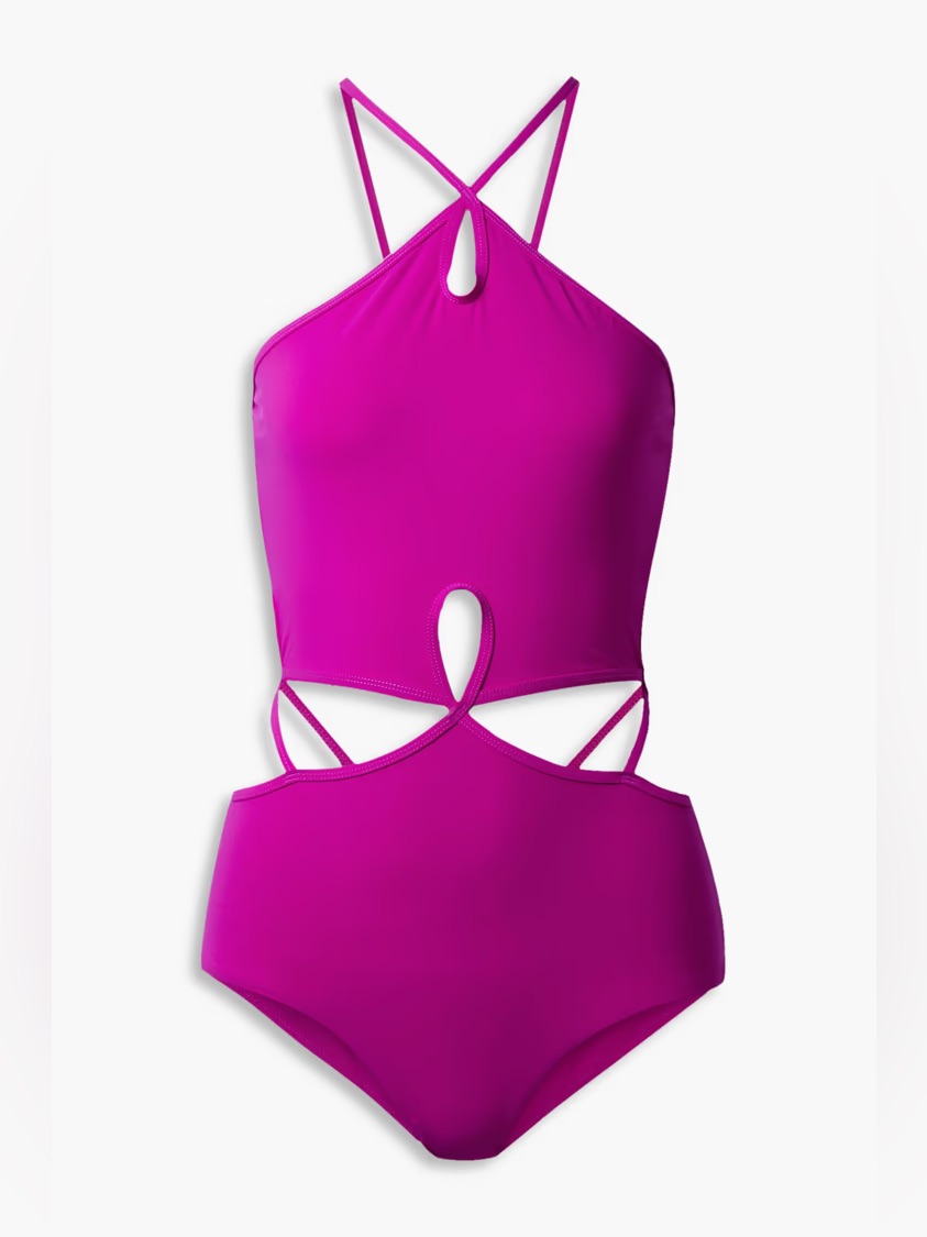 Christopher Esber Cutout Halterneck Swimsuit Magenta Size Uk 6 Msrp $390